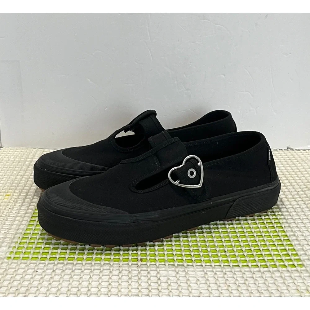 Vans Style 93 Mary Jane Lug Shoe Women's 9 Men's 7.5 Heart Buckle Canvas Shoes